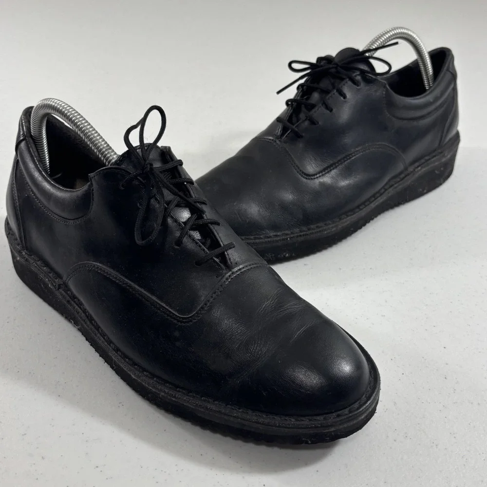 VTG L.L. Bean G2 Men's Black Leather Slip Resistant Work Loafer Shoes Sz 9 D